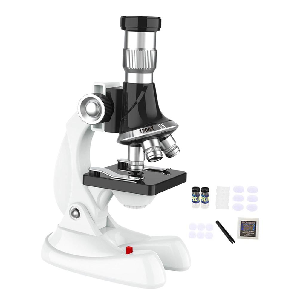 Microscope for Kids Science Experiment Toy up to 100-1200x Magnification Stem Kits with 8 Slides