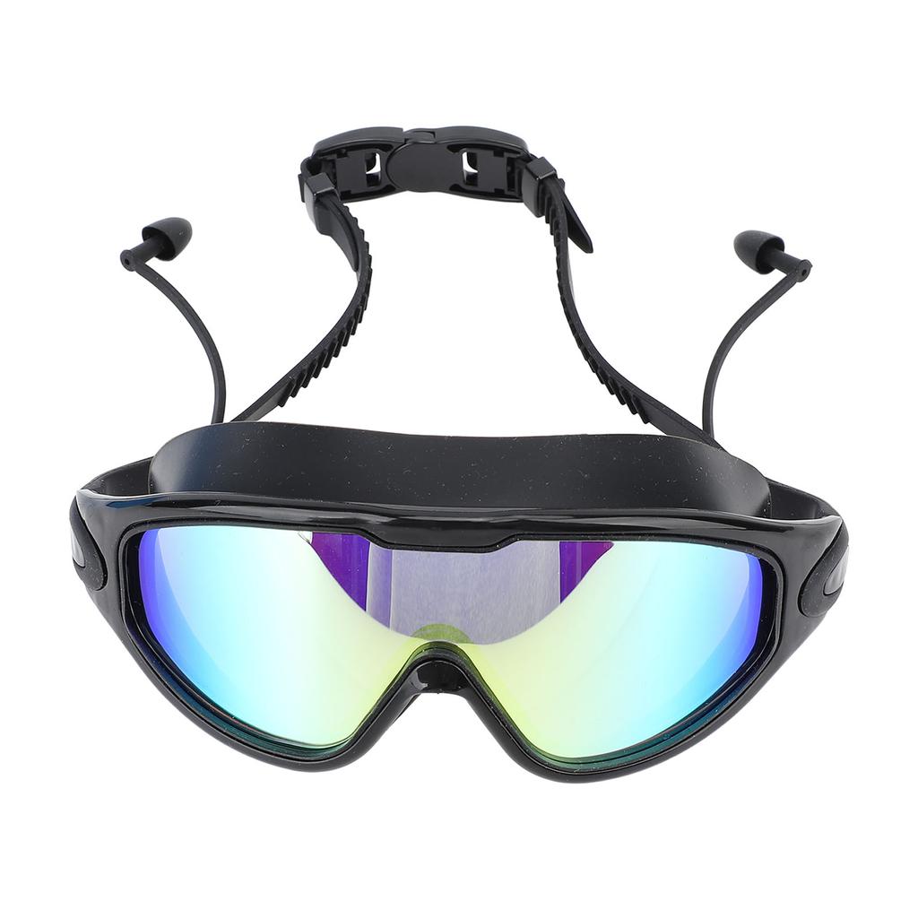 Swim Goggles Wide View Swimming Goggles Waterproof Anti Fog Electroplating Swim Glasses with Earplugs for Swimming Diving Water Sports