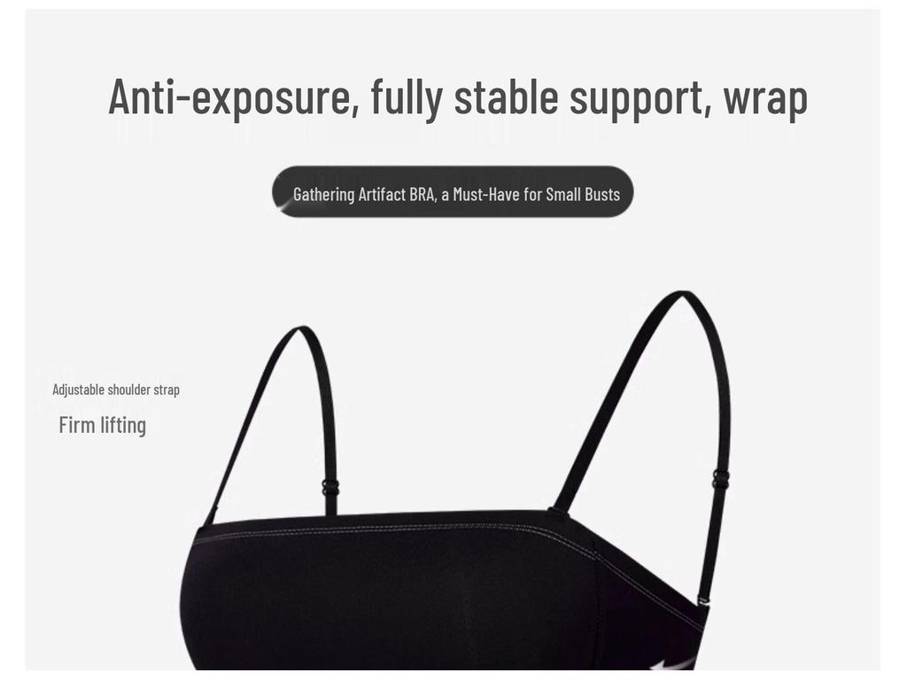 Women's Seamless Strapless Push-Up Bra: Anti-Exposure, Wireless, Sexy U-Back, Ideal for Small Breasts, Summer Thin