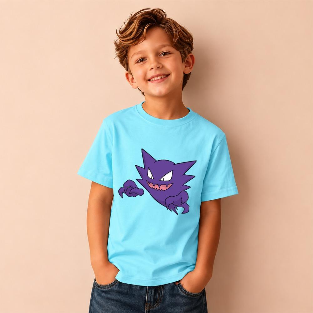 Kids T-shirt Pokemon Haunter Print Short Sleeve Tee Boys Girls Casual Tops Birthday Gift