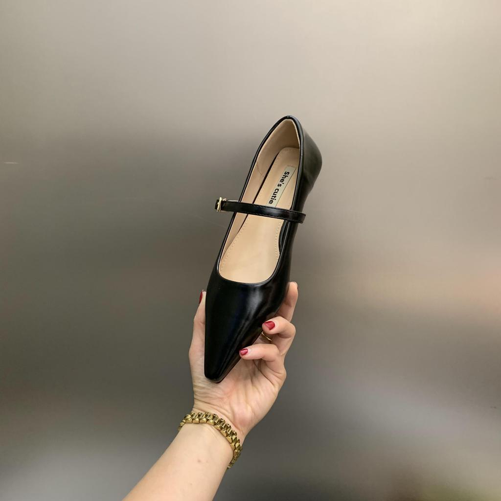 Fashion Flat Shoes for Women 2025 Spring and Autumn Silver Flat Mary Jane Shoes French Pointed Toe Plus Size Women's Shoes 42 43 44