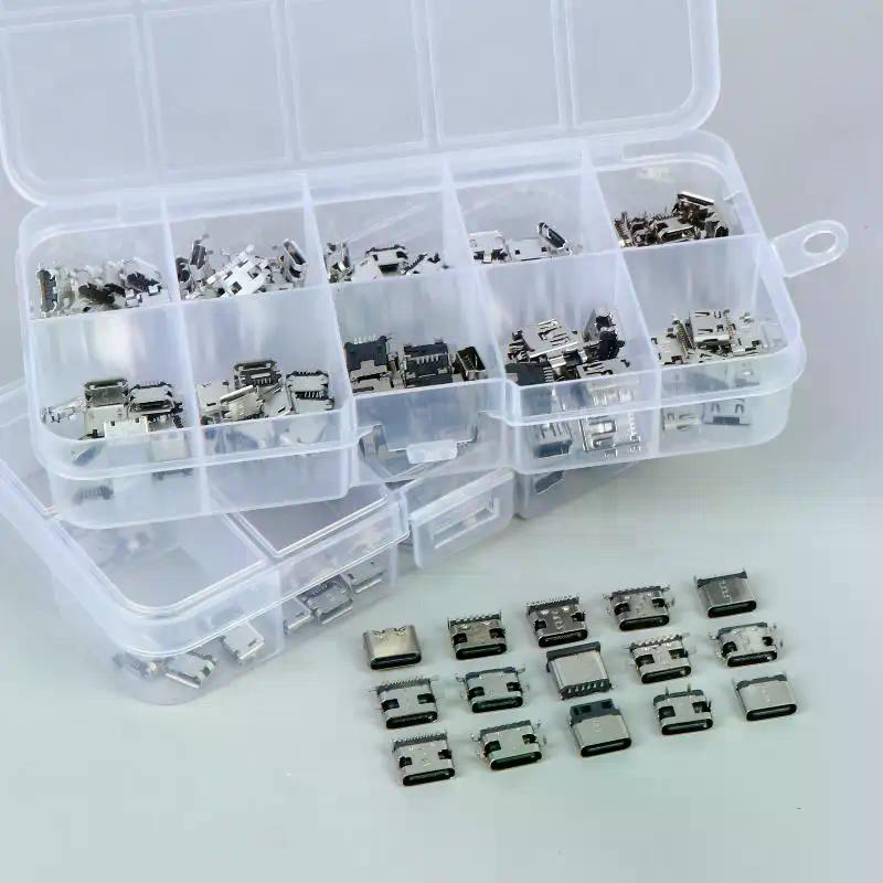 50/100/150Pcs 2/6/16Pin SMD SMT PCB USB-C Socket Type-C USB Connector Charging Port Repair Kit