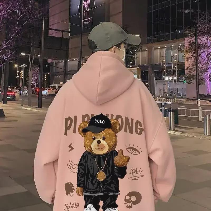 

Мужская толстовка с капюшоном High Street Trend - свободный крой на осень/зиму, плюс бархатная куртка-пуловер 5XL