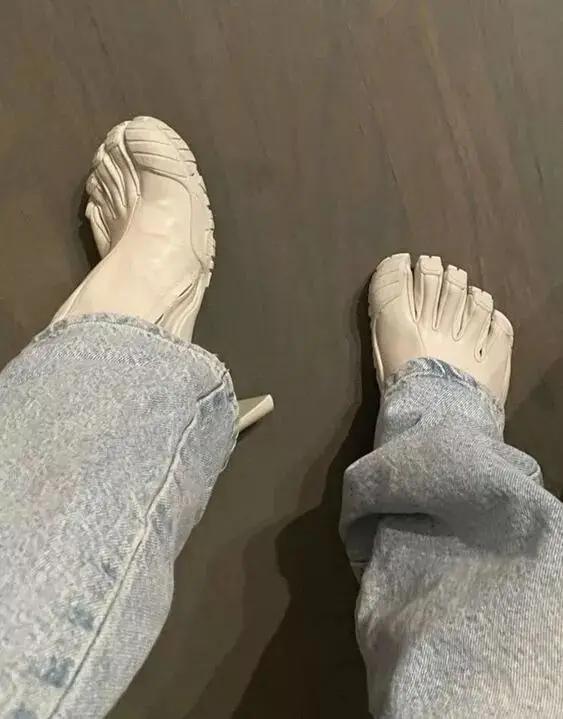 

Fashion Five Finger Toe Fashion Novel Women Boots Black/pink/white High Heel Ankle Boots 2025 New Elastic Mesh Cloth Luxury Socks Boots 43