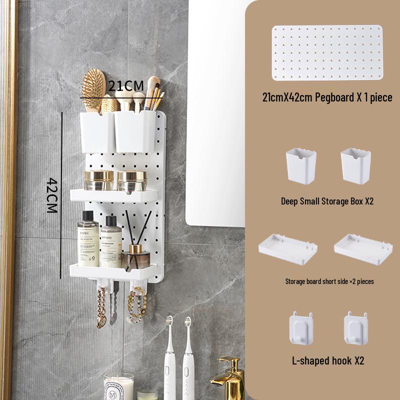 Wall-Mounted No-Drill Pegboard Storage Shelf for Kitchen and Dorm Room