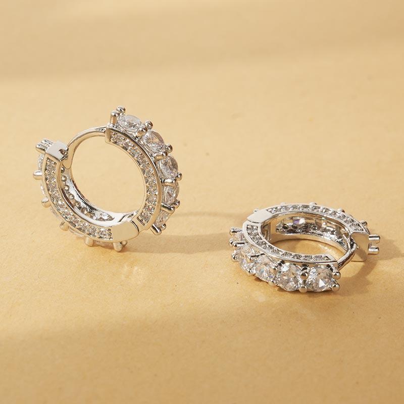 2025 Trendy Luxury Diamond Hoop Earrings for Women - Light, Chic, Hip Hop Design