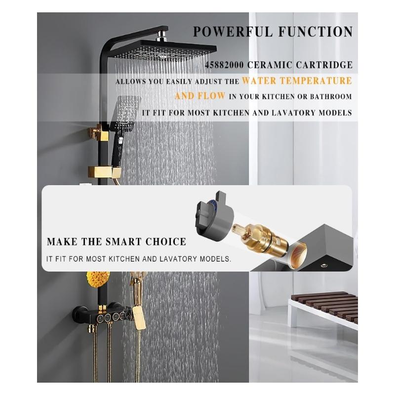 2Pcs Brass & Ceramic Valves Cartridges Replacement 45882000 Simple Installs for Hot & Cold Water Faucets Easy To Install