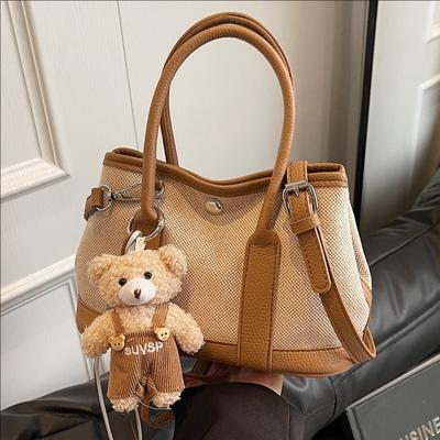 New Canvas Handbag Women's Large-capacity Commuter Shoulder Tote Bag Casual Versatile Messenger Bag