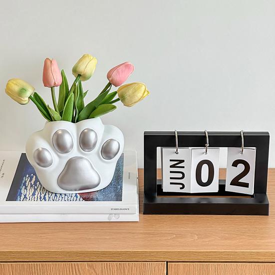 Cat Paw Vase Soft Enamel Artistic Flower Arrangement Vase TV Cabinet Home Living Room Decoration Accessory
