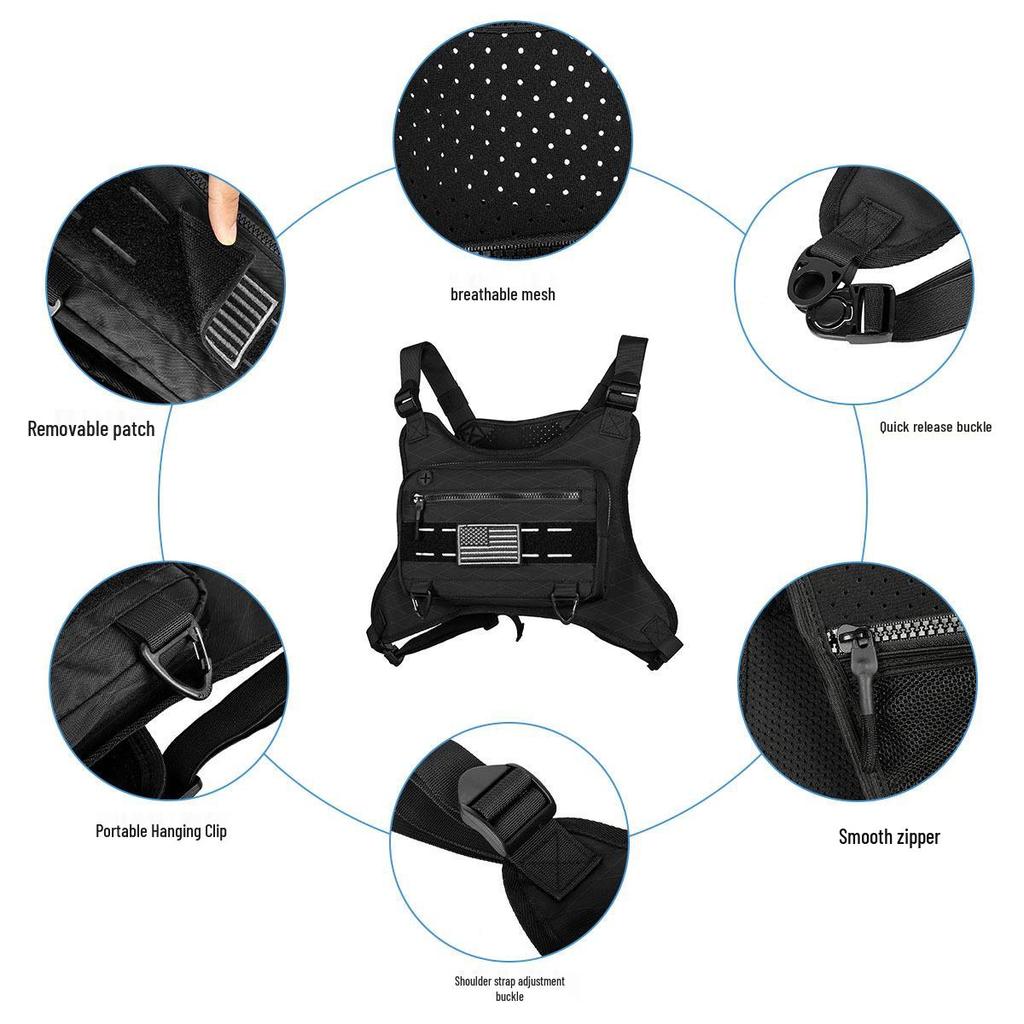 Tide Tactical Functional Vest Bag - Men's Casual Chest & Workwear Backpack