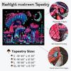 TUGCAY Blacklight Mushroom Tapestry, Glow In The Dark Tapestry Black Light Plant Fantasy UV Reactive Mushroom Butterfly Moon Tapestries Posters Wall