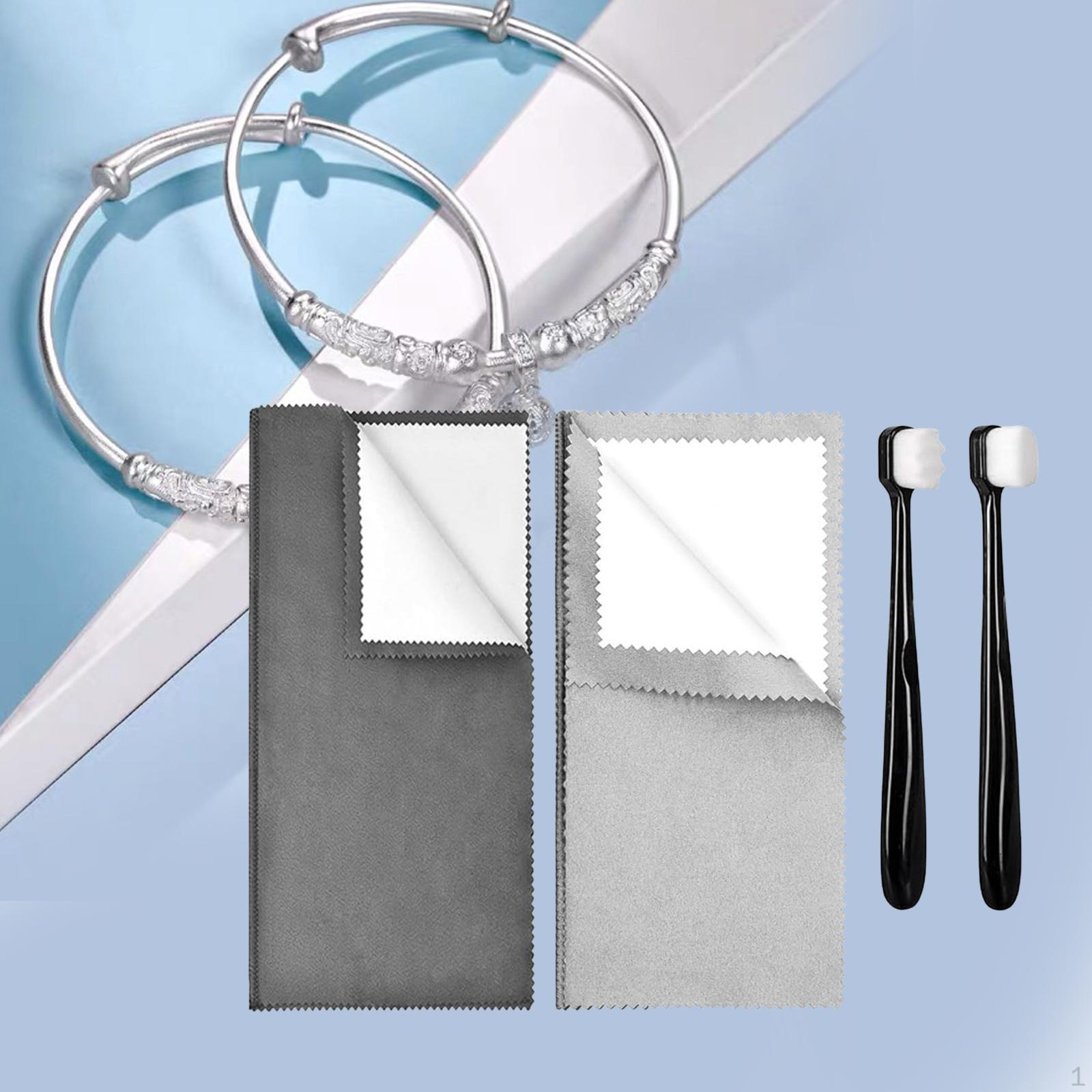 

Jewelry Cleaning Cloth with 2 Brush Multifunctional Double Sided Use for Gold Bracelet