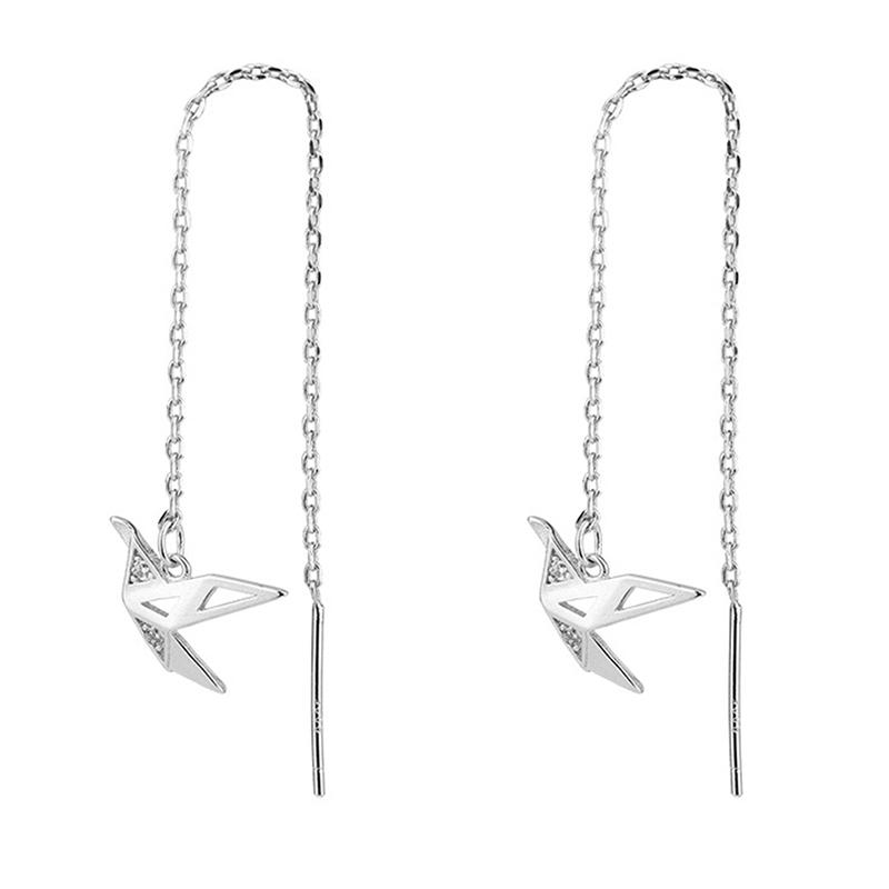 

1 Pair Thousand Paper Crane Ear Line Ins Style Small Tassel Ear Line Earrings