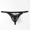 Sissy Pouch Panties Sexy Men Lingerie Waist Adjust Lace Perspective T-Back Thong Low Rise Crossdresser G-String Pearl Underwear