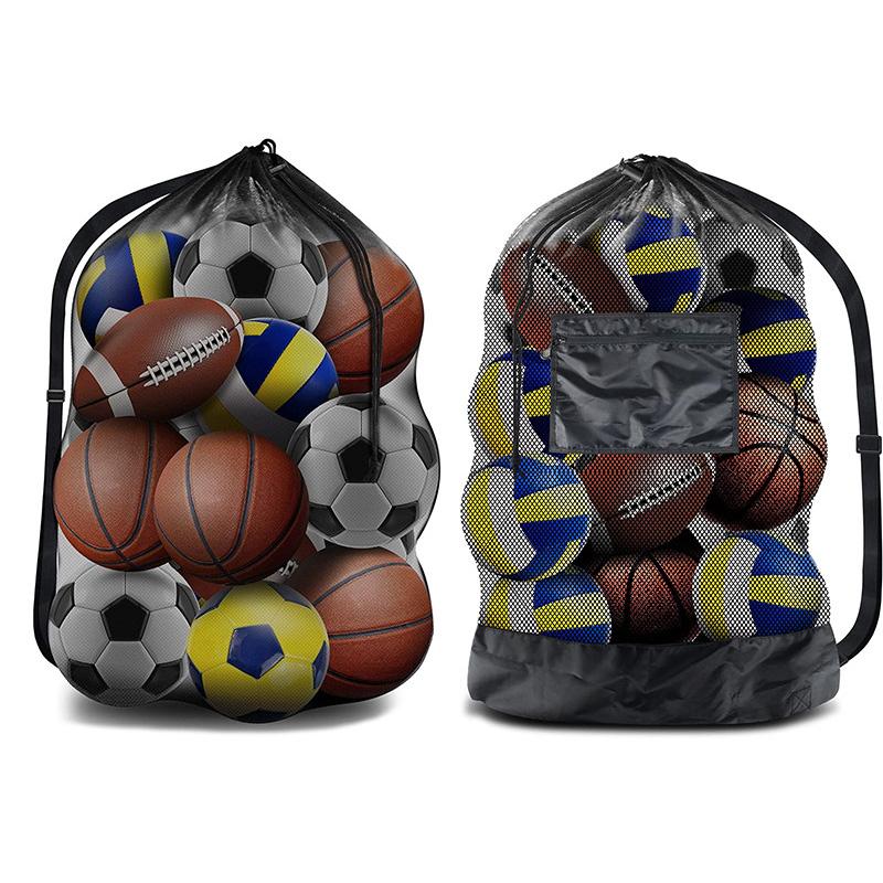 Large Mesh Bag for Storing Basketball Football Volleyball Adjustable Drawstring Shoulder Bag Ball Sports Training Equipment