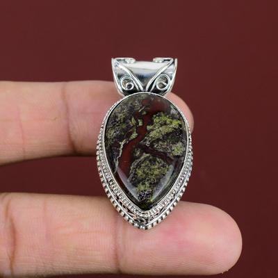 Colgante de Piedra de Sangre de Dragón Colgante de Plata de Ley 925 Colgante de Gema Hecho a Mano Joyería Antigua Colgante Vintage Regalos Para Mujeres Joyería Boho