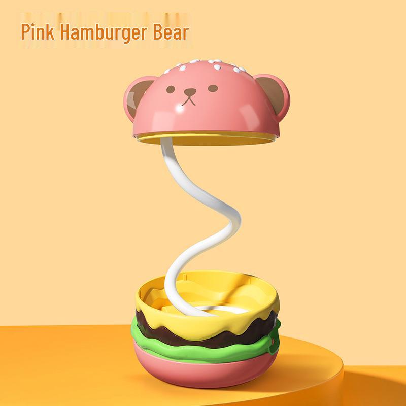 Rechargeable Creative Burger LED Night Light - Acrylic USB Lamp for Bedroom or Desktop, Perfect Student Gift