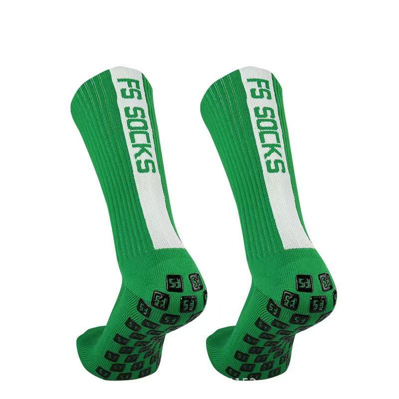 FS Professional Sports Socks - Thick, Anti-slip Gel Dot, Towel Bottom Football Training Socks зелёный