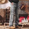 Jie Leinong Men's Retro Washed Straight Jeans
