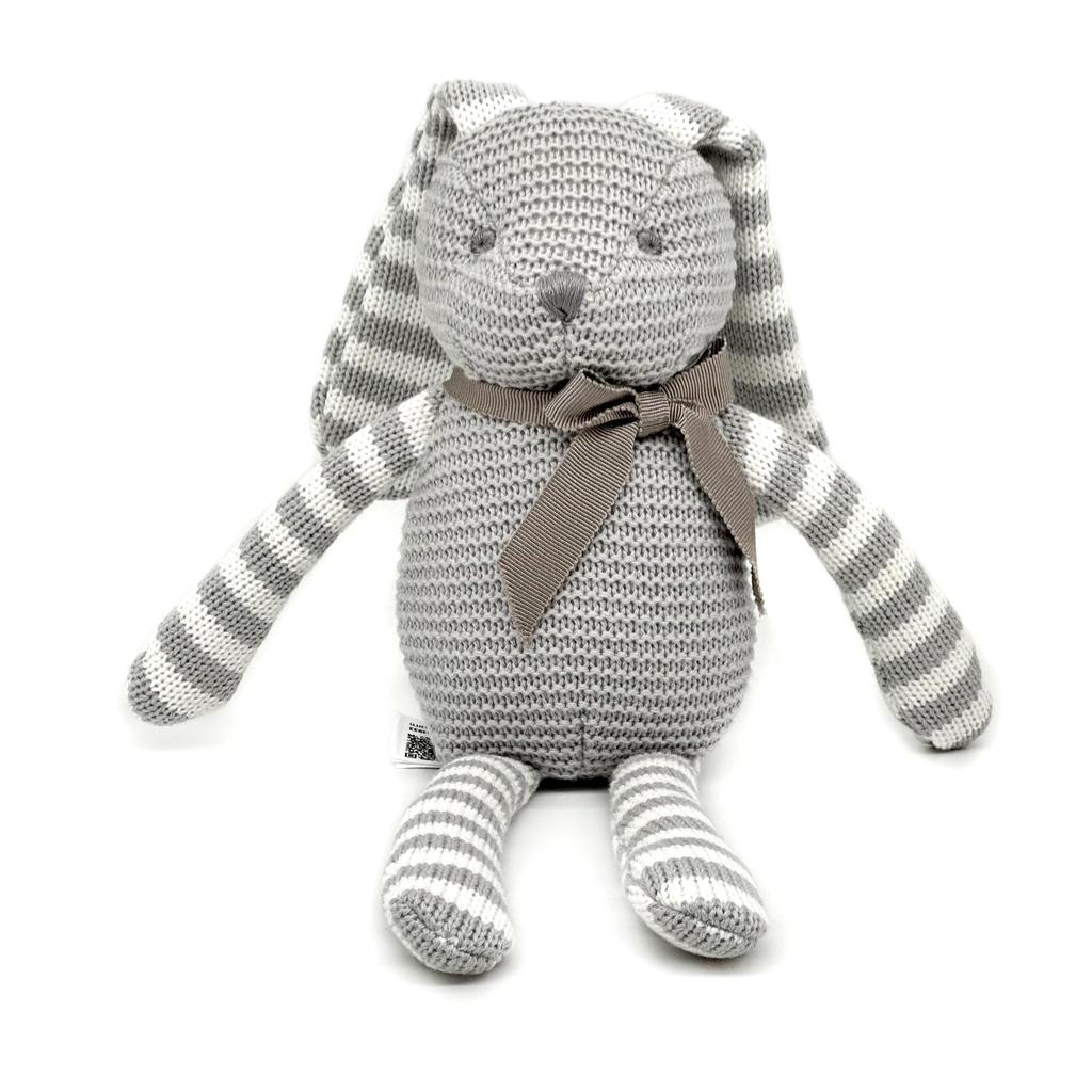 FLUFFYFUN 100% Organic Cotton Baby Toy Rabbit Plush Toy, 18cm (Gray)