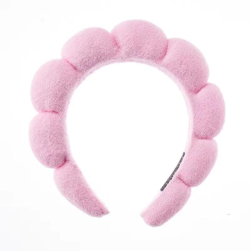 

Пушистая повязка для макияжа для женщин, губчатые толстые повязки для ухода за кожей, йоги, умывания лица, душа, нанесения маски для лица, головной убор, оптовая продажа one size розовый