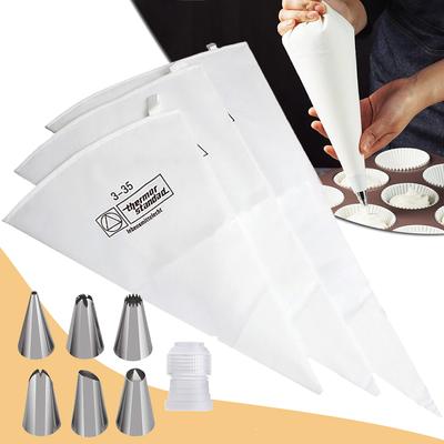 Cotton Pastry Piping Bags Reusable and Washable Cream Pastry Bag for Cupcake Cake Decoration with Stainless Steel Nozzles