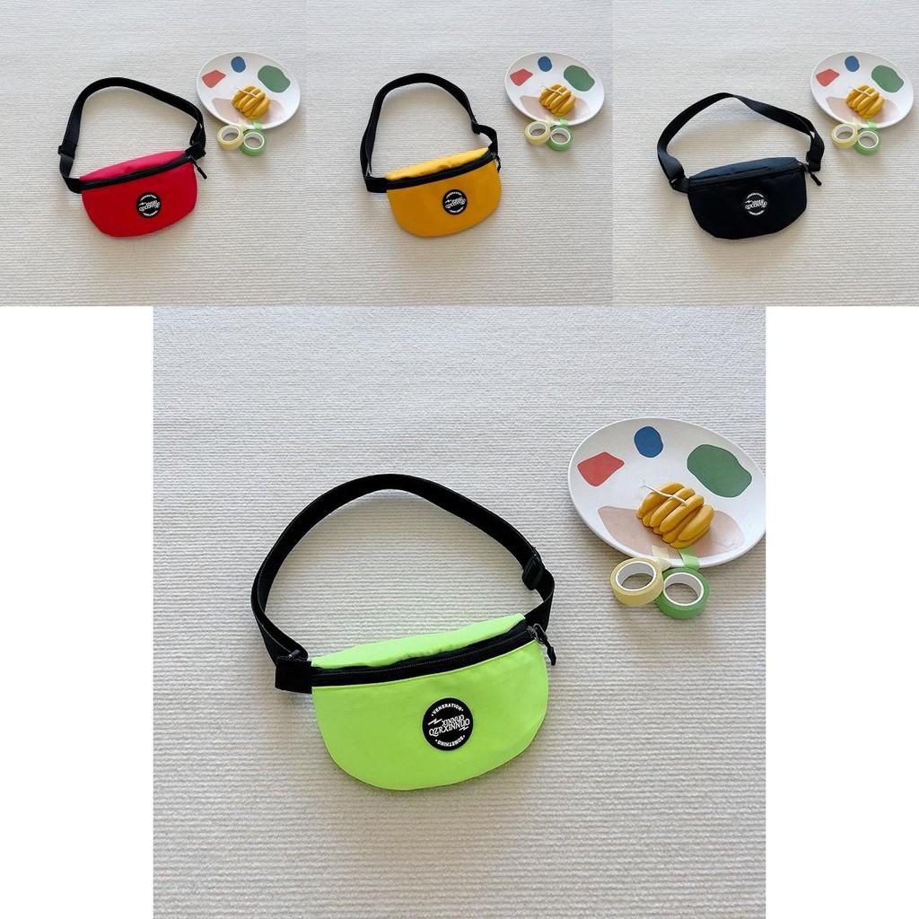 Children Nylon Stylish Waist Pack Simple Solid Color Letter Design For Boys And Girls