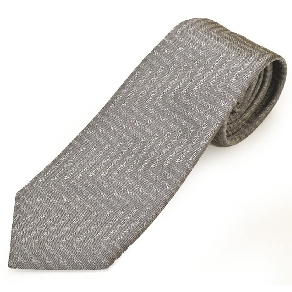 Emporio Armani Silk Tie with Brand Logo Blade eea23s008 GREY (8.5cm Width) 3R604-00041