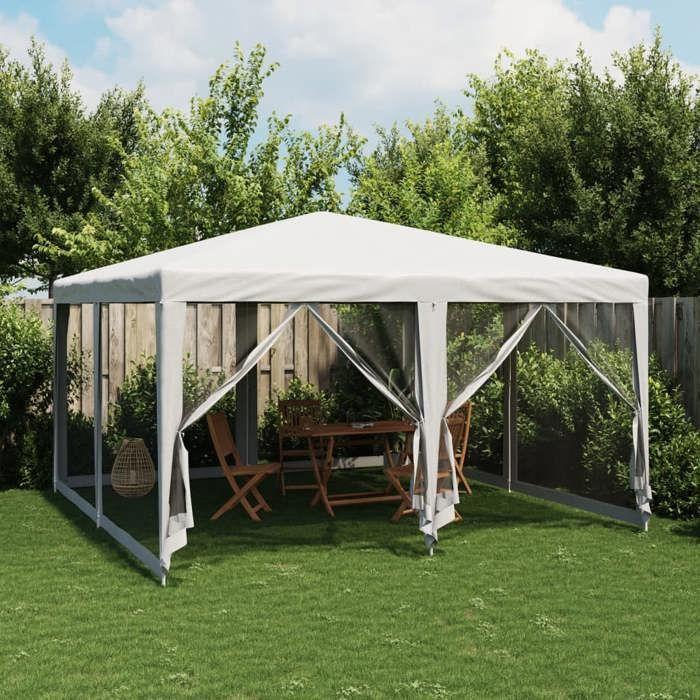 VidaXL Party Tent with 8 Mesh Sidewalls White 4x4m HDPE, Tent, Canopy Tent, Gazebo Awning, Tent of 4010061