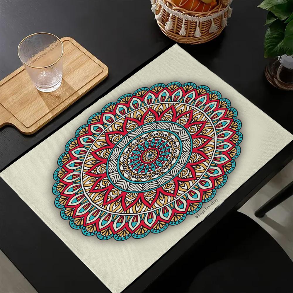 1PC mandala Placemat Heat Insulation Pad Kitchen Table Mat Fall Dining Table Decor Thanksgiving Decor