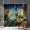 Bathroom Waterproof Curtain Digital Printing Plant Mushroom Shower Curtain Non-Punching Toilet Partition Curtain Shower Cloth
