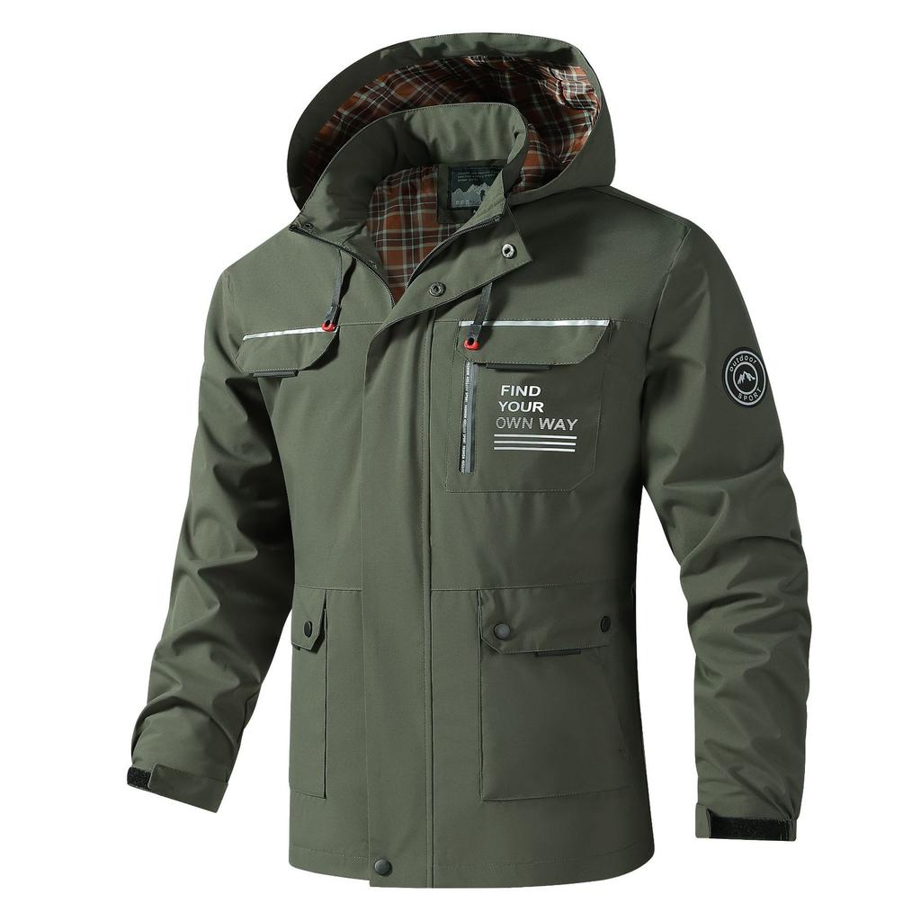 Jacket Jacket Men's Work Jacket Loose Casual Removable Hooded Jacket