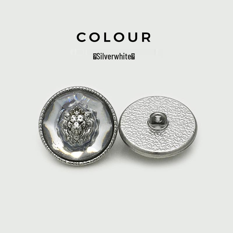 Luxury Lion Head Transparent Resin Metal Buttons for Men's & Women's Coats and Tops