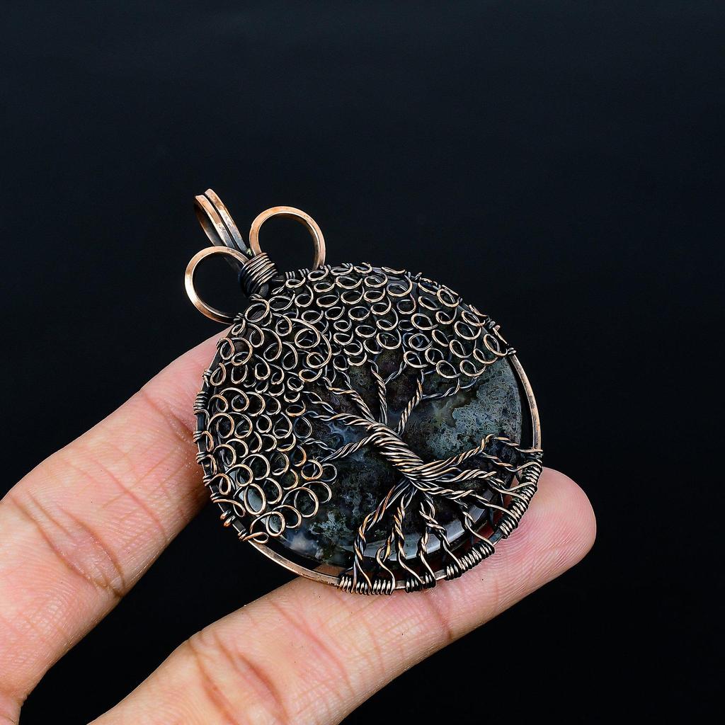 Larivikite 999 Copper Wire Wrapped Pendant, Handmade Gemstone Tree Of Life Pendant Jewelry, Gifts For Wife Brand New Pendant