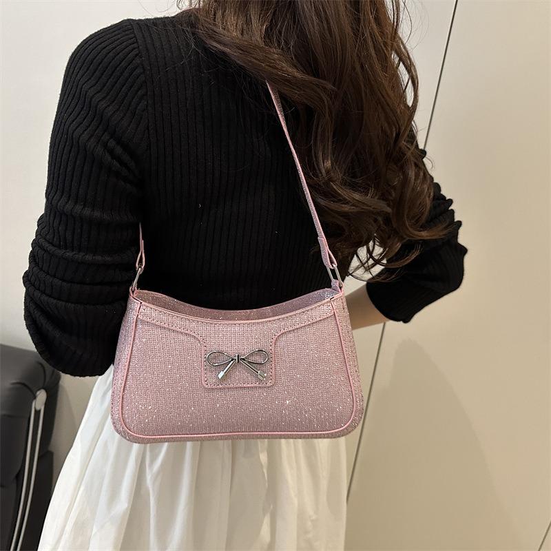 New High-end Textured Armpit Bag, Fashionable Portable Shoulder Bag, Trendy Bow, Beautiful Casual Bag