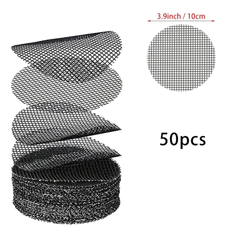 50 Pcs Flower Pot Hole Mesh Pad Breathable Bonsai Mesh Drainage Screens Bonsai Pot Bottom Grid Mat Drainage Mesh Hole Screen