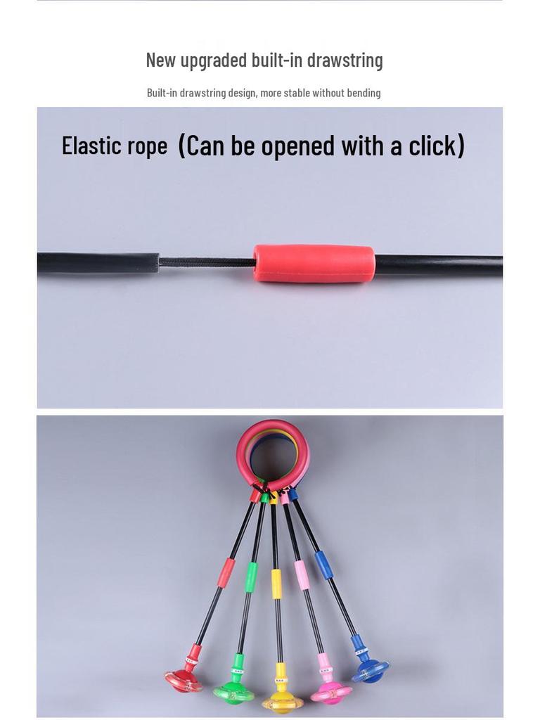 Elastic Flashing Bouncing Ball and Rotating Jump Hoop Set for Kids and Adults