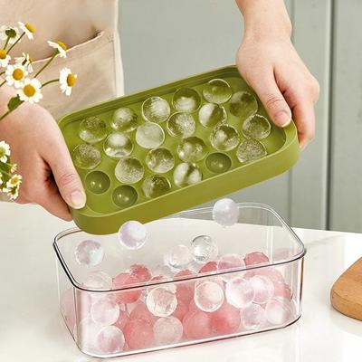 Mini miska na ledové kostky s víkem a košem, výrobník ledu, forma na led, úložný box na ledové kostky, odolný proti rozlití, odnímatelný na whisky koktejl