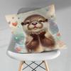 Cute Otter Cartoon Pillow Case For 30x30cm45x45cm55x55cm For Home Bedroom Decoration And Protector