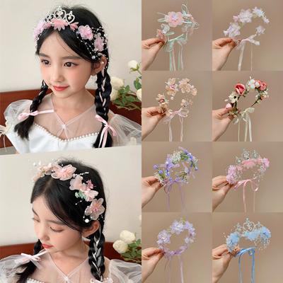 1PC Girls Flower Cosplay Hair Bands Svatební party Cosplay čelenka věnce