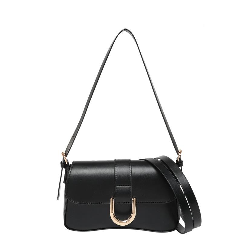 High-value bag women's 2025 new retro burgundy horseshoe buckle fashion hand-held underarm bag shoulder messenger bag