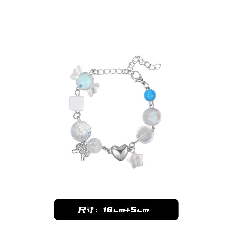 Bow Zircon Crystal Beaded Glass Bracelet New Chinese Retro Bracelet Fashion Versatile High Sense Jewelry Women