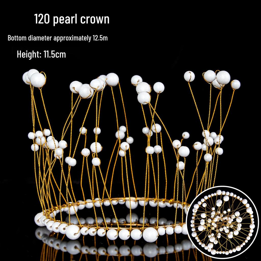 Children's Pearl Crystal Tiara Headband - Birthday Crown Cake Decoration and Adult Hair Accessory