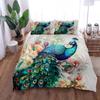 Watercolor Peacock Duvet Cover Set King Queen Double Full Twin Single Size Bed Linen Set