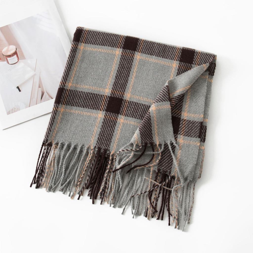 British Style Scarf Women's Winter High  End New Autumn and Winter Thickening Versatile Atmosphere Warm Scarf