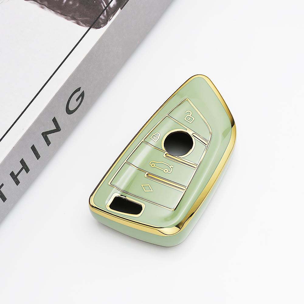 Gold Edge TPU Auto Shell Fob Keyless Car Key Case Cover For BMW 1 3 5 6 7 Series X1 X3 X5 X6 X7 G20 G30 G11 F15 F16 G01 G02 F48