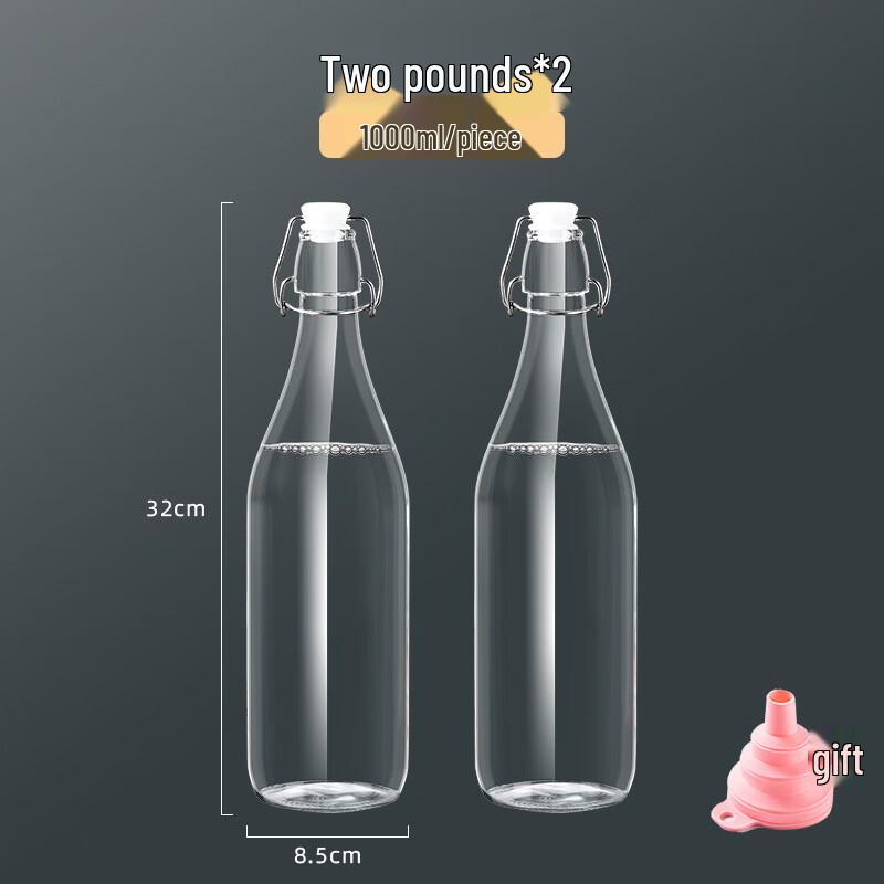 

Ru Han 1000ml Glass Flip-Top Bottles with Funnels