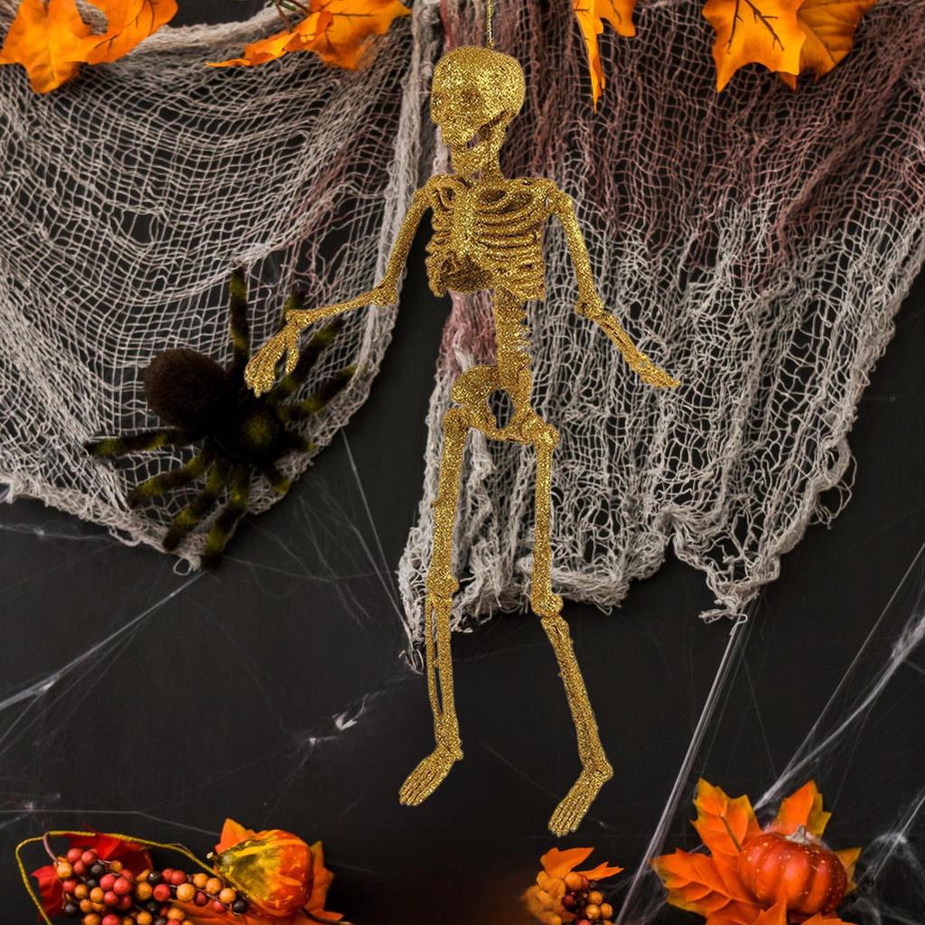 Halloweenská dekorace Závěsná kostra 15,75 palce Sběratelský dekorativní přívěsek Polohovatelný na terasu