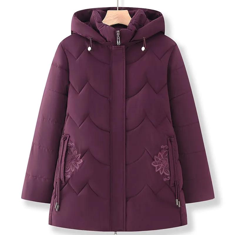 Autumn and Winter Vintage Thick Hooded Padded Jacket Women New Spring Autumn Parkas Casual Mid-Length Warm Cotton Coat Female Loose Overcoat