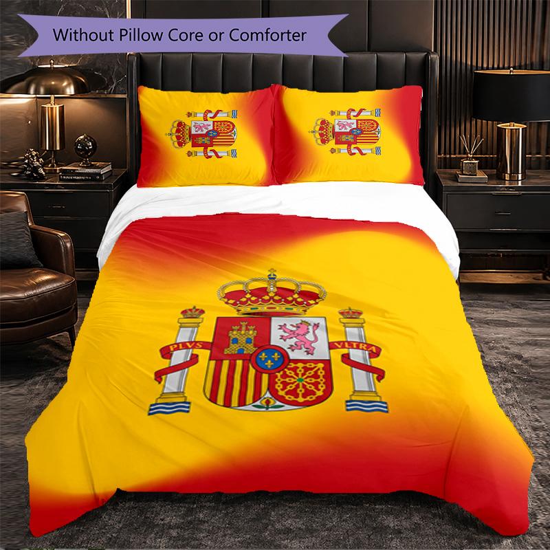 Set Lenzuola Calcio Spagna 3 Pezzi Morbida Copripiumino in Microfibra con Federe per Camera da Letto